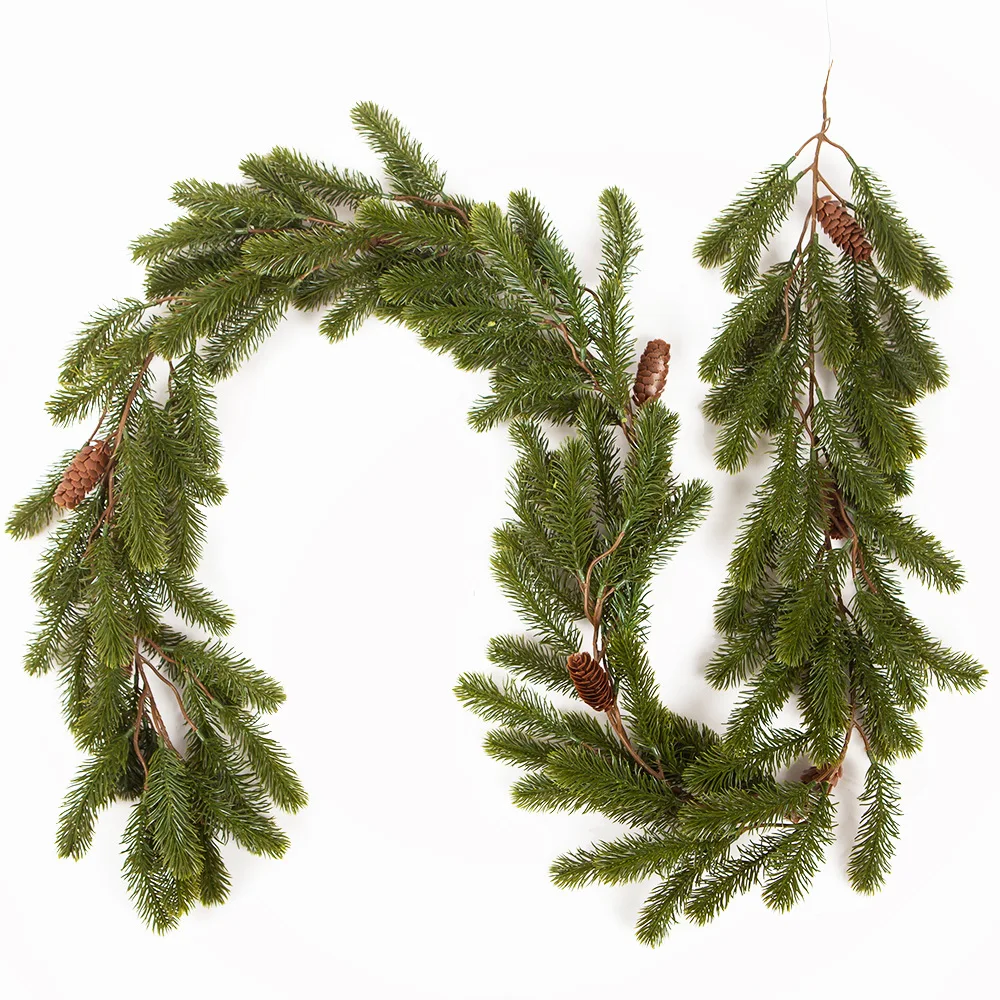 Weihnachtsdekoration, weicher Kleber, Tannennadeln, Zypressenblätter, Kiefernblätter, Simulation, Türbehang, Simulation, Rattan, Wandbehang