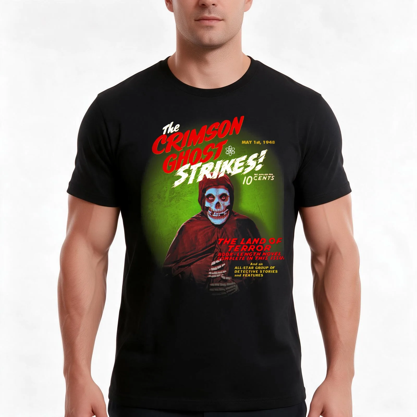 The Crimson Ghost Strikes! T-Shirt, Summer Casual Cotton Tee, Oversized Streetwear Tops, Vintage Graphic Print, Unisex Men Women