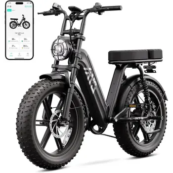 Rower elektryczny dla dorosłych z silnikiem o mocy 1500W, bateria 48V 15Ah, zasięg 96 km, rower elektryczny terenowy 20 cali, 7 biegów, pełna amortyzacja.