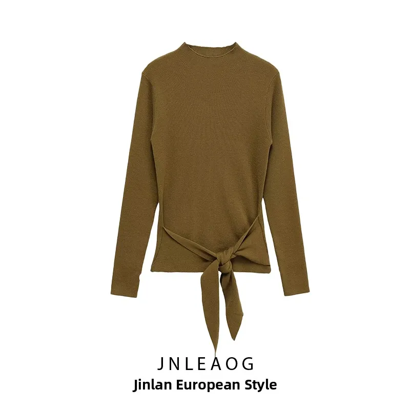 

Faionable Long Sve Women's Knitted Top Knot Decoration Slim Fit Autumn New Sle Versatile Decorative Design