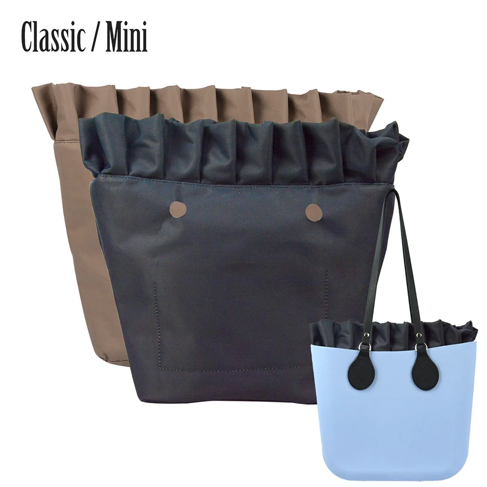 New Obag organizer with fold Frill Pleat Soild Fabric Waterproof Inner Lining Insert Zipper Pocket for Classic Mini O Bag