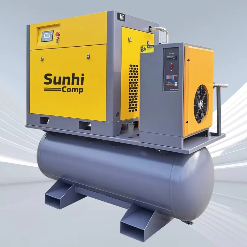 Sunhi Screw Air Compressor With Dryer 7.5kw 11kw 15kw 22kw 8bar 10bar 16bar Screw Compressor Energy Saving Air Compressor