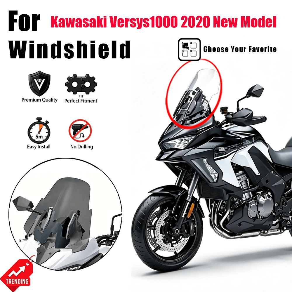 

Front Windshield Modified Wind Shield Accessories for Kawasaki Versys1000 2020 New Model