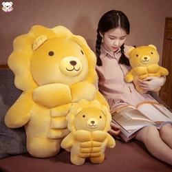 Almohada de abrazo de tres músculos de 30cm, León, oso, cerdo, juguete de peluche interesante creativo, cojín para regalo de vacaciones para niños, decoración divertida