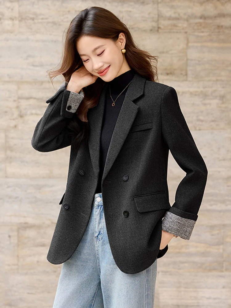 

Bla Double-Breasted Woolen Suit Jaet Women's Autumn Winter New Sle High-End Outerwear Commute Ladies Top Sweet Sle