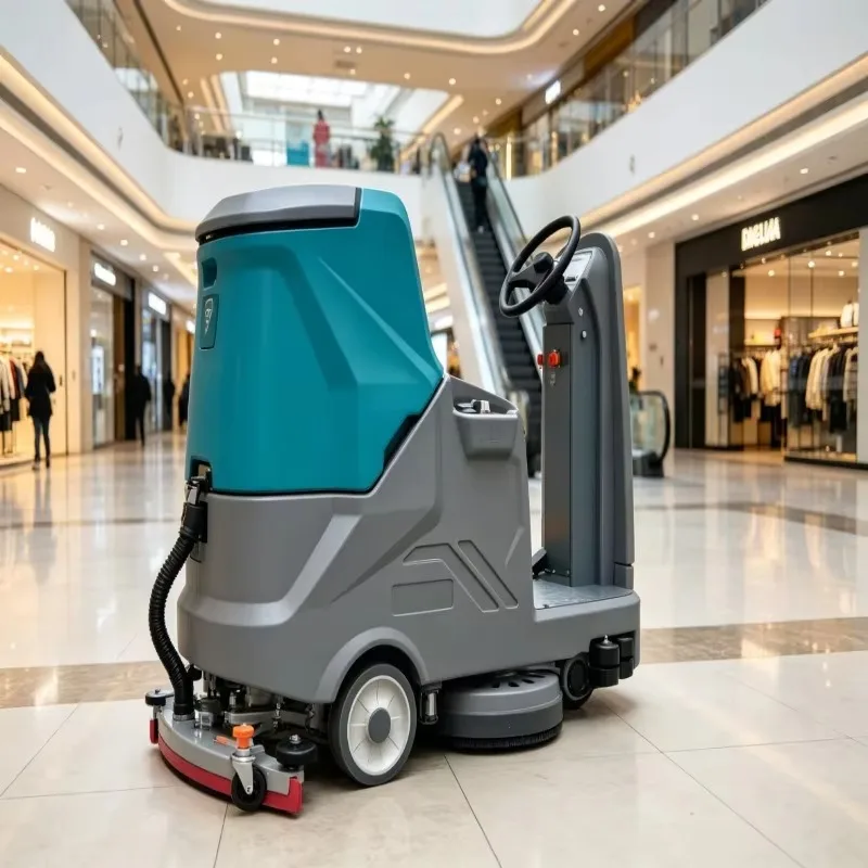 Electric New Heavy-Duty Large-Capacity Push High Pressure Cold Water Cleaning Riding Floor Scrubber Machine Robot Industrial