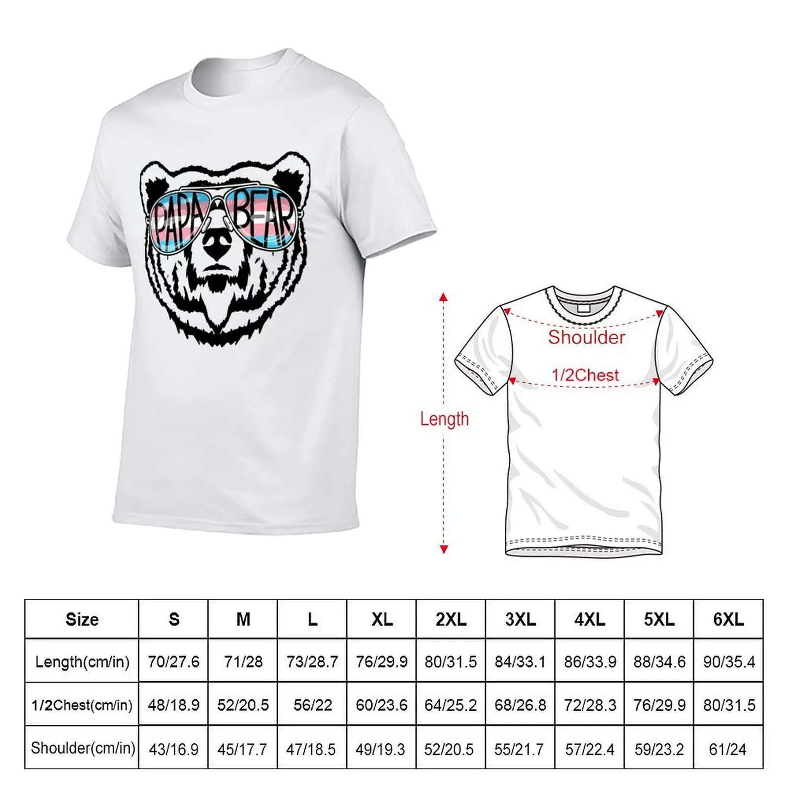 Trans Papa Bear Proud Dad Ally Transgender Rainbow Pride T-Shirt cute tops oversizeds mens t shirt