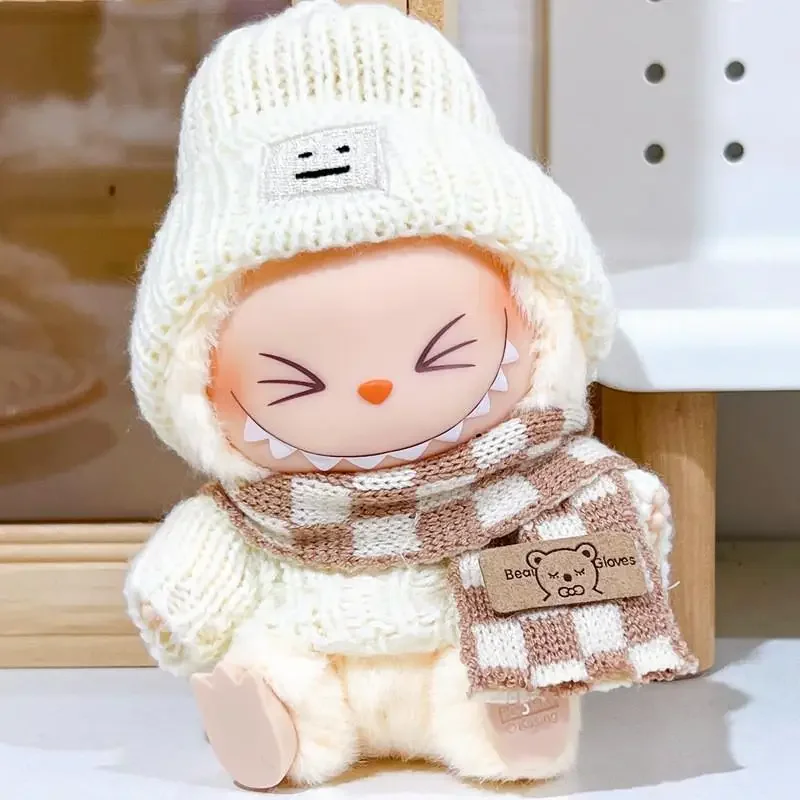 For 17cm Labubu V1 V2 outfit Doll Clothes Fashion Clothes Hoodies Color Match Hoodies Casual plaid overalls Dolls Accessories