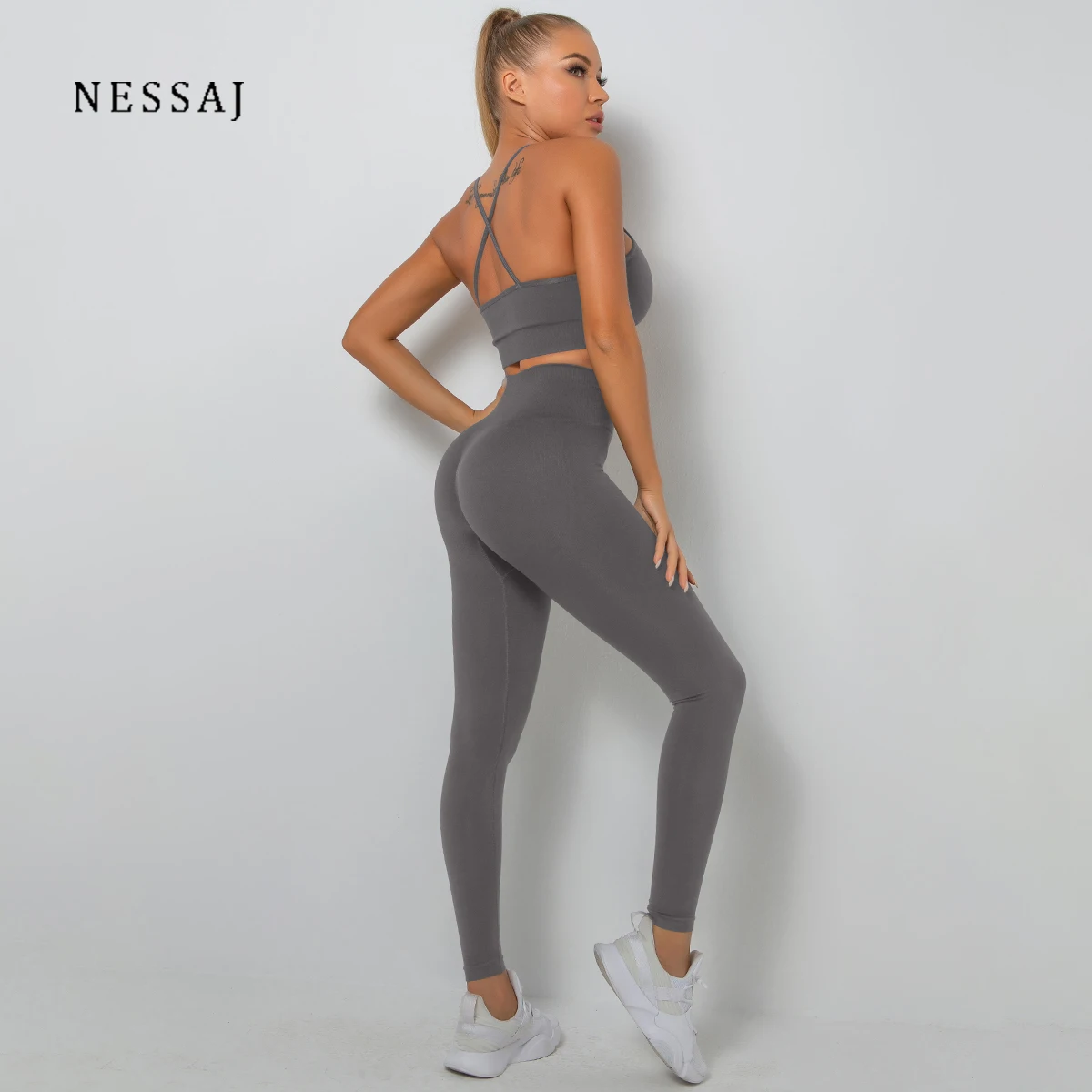 

Seamless Yoga Bra Pants Set Sexy Running Sports Bra High Waist Fitness Leggings Workout Outfits for Women Outdoor Sports Suit