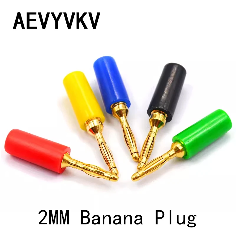 5PC 2mm Banana Plug Audio Banana Plug Speaker Pure Copper Gold Plated Plug Connector Welded Assembly Experimental Test Cord Head