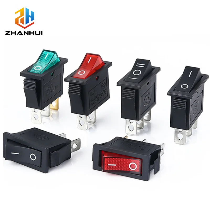 2Pcs KCD3 Power Rocker Switch 22x15mm LED Illuminated ON-OFF / ON-OFF-ON 2 Pin/3 Pin Rocker Switches for Automotive Appliances
