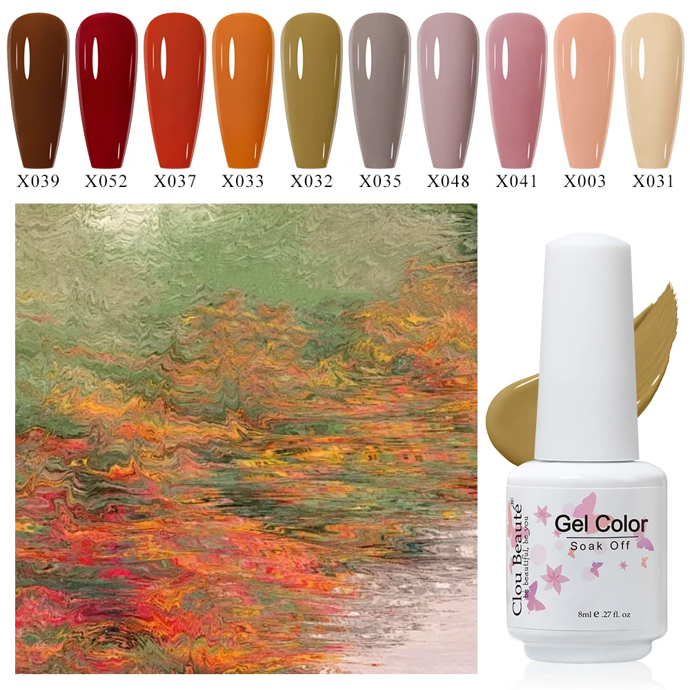 Clou Beaute 10 pièces HEMA gratuit marron terre café Gel vernis à ongles ensemble vernis Semi Permanent Nail Art LED UV Gel manucure Kit