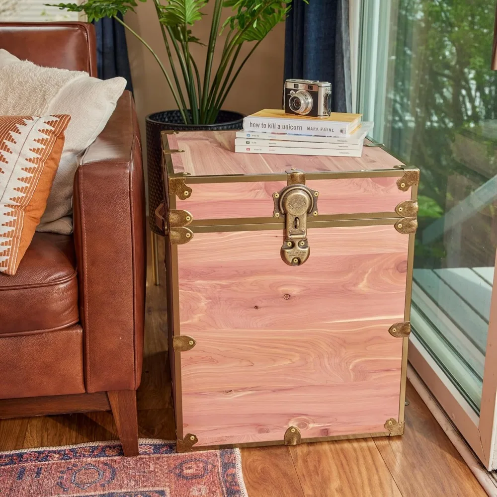 صندوق تخزين Cedar Chest Knotty Cube مقاس 18 × 18 × 20 - أجهزة نحاسية عتيقة، طاولة قهوة، نهاية صندوق السرير، حل تخزين متعدد الاستخدامات #5