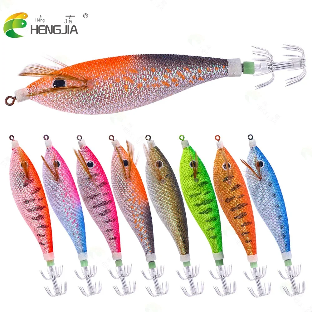 

fishing tackle wood shrimp lures 2024 jigs hook lead sinker squid hook 11CM-13G Hook Shrimp bait simulation