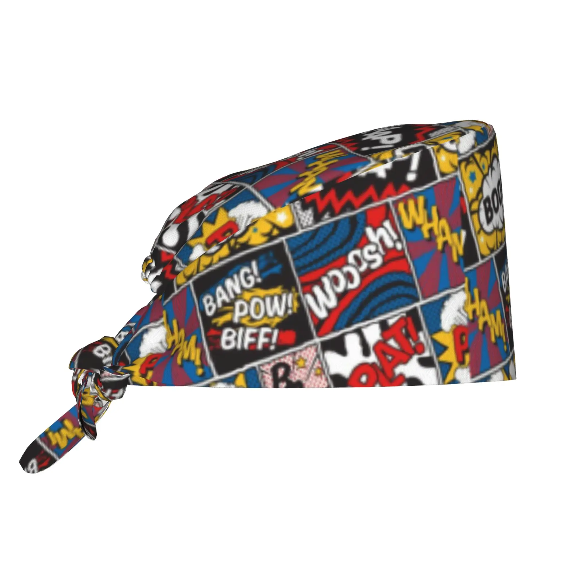 Custom Adjustable Comic Book Working Hat Men Women  Scrub Caps Scrub Nursing Doctor Surgeon Cap for Nurse