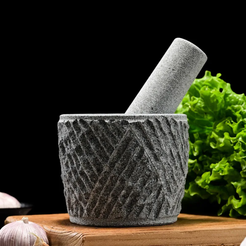 Bluestone chiseled natural stone garlic masher, stone mortar household garlic masher, Ciba garlic mortar