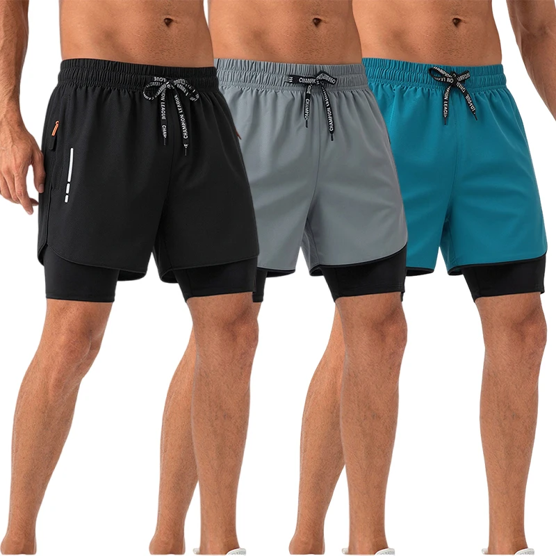 Running Shorts Men Gym Sports Shorts 2 In 1 Quick Dry Workout Training Gym Fitness Jogging Short Pants Summer Men Shorts