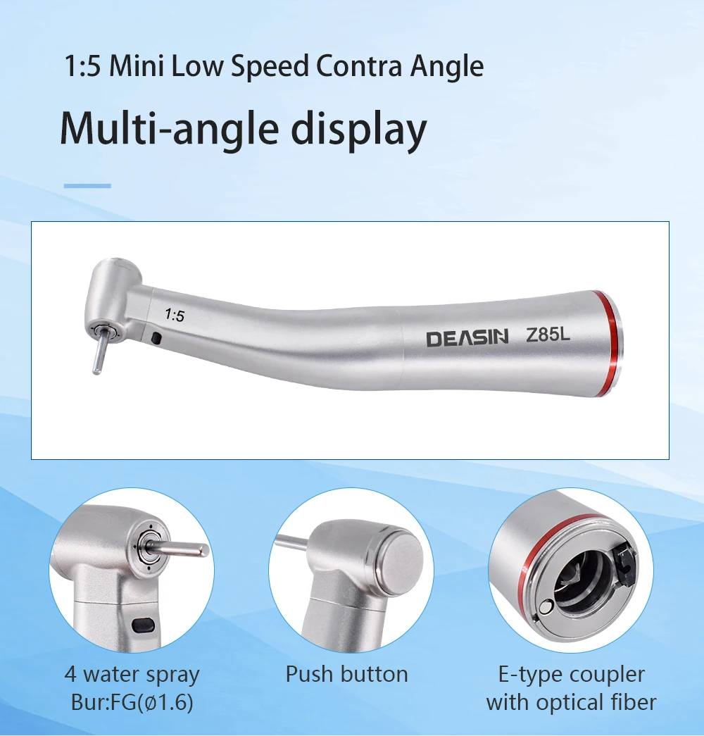 Z85L Red Ring MINI Kopf Dental 1:5 LED Optic Fiber Zunehmende Niedrige Geschwindigkeit Handstück Contra Winkel Inneren Wasser Spray zahnarzt werkzeug – Detail 3