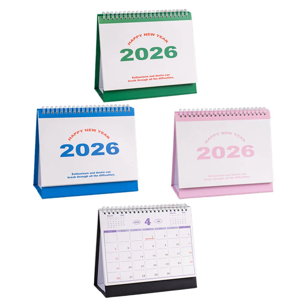 

4Pcs 2026 Desk Calendar Compact Flip Design Monthly Schedule Habit Tracker for Office Home School 2026 Desk Calendar
