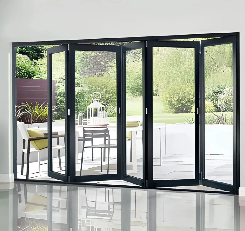 Indoor Large Sized Multi Panel Horizontal Sliding Folding Door Soundproof Accordion Folding Doors Save Space Fold Up Doors