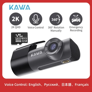 Car 2K Dash Camera DVR Recorder Front Dash Camera KAWA D5 Emergency Video Recording TR,RU,FR,JP Voice Control WiFi APP Monitor