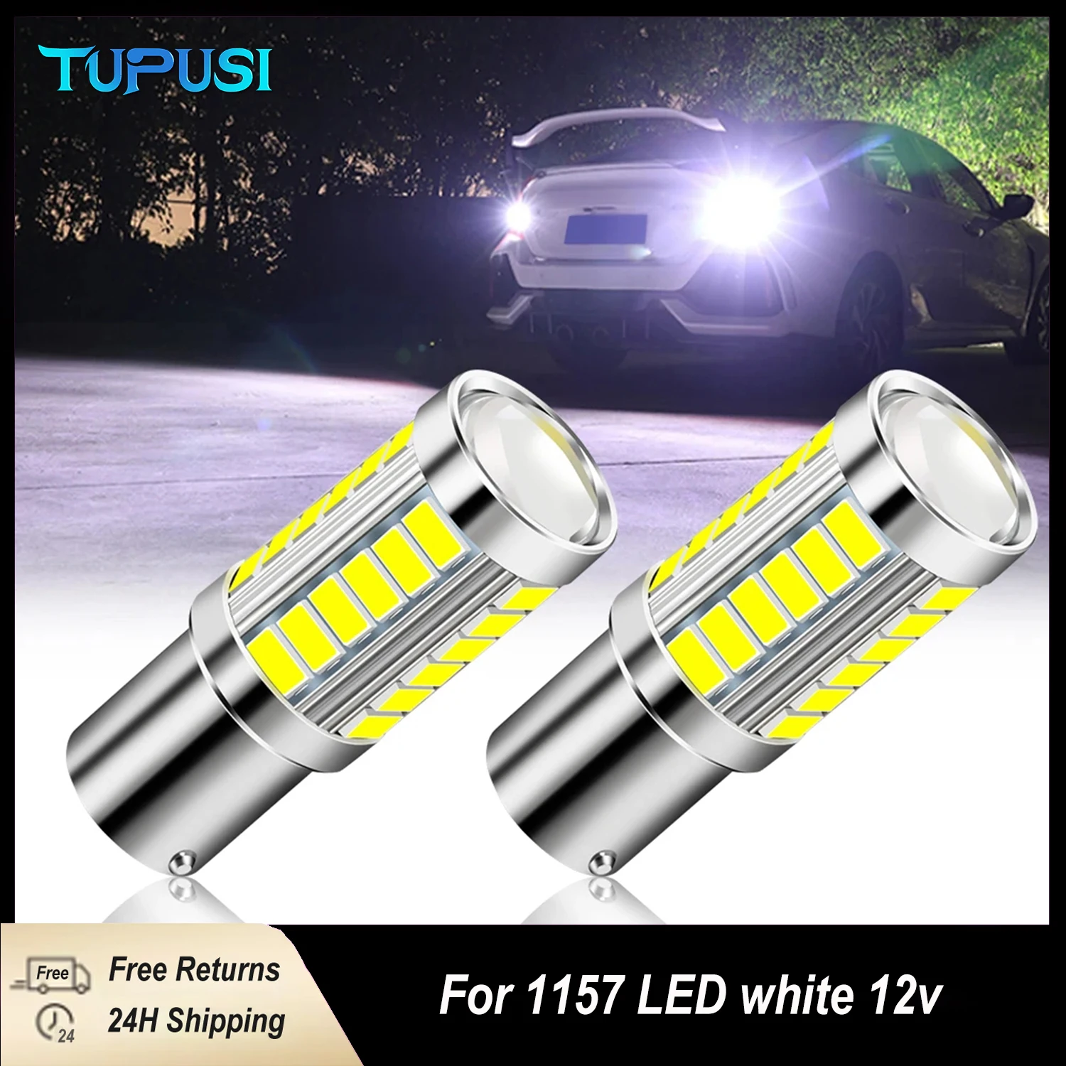 

2PCS P21W 1156 BA15S Turn Signal Light 1157 BAY15D LED Bulbs Car Reverse Parking Backup Lights 12V 33SMD White