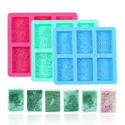 6-Cavity Silicone Soap Molds with Mixed Lace Patterns Perfect for DIY Rectangle Soap Making and Home Decor Crafts