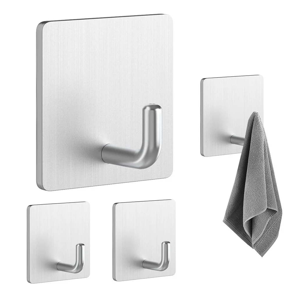 Suporte De Parede Em Aço Inox Com Fita Adesiva Super Forte Para Toalhas Roupas Objetos Pesados Banheiro Cozinha