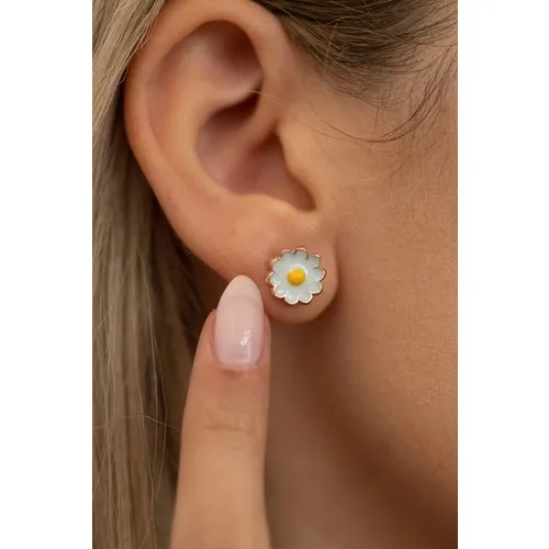 Daisy Pattern Cabochons Italian Earrings