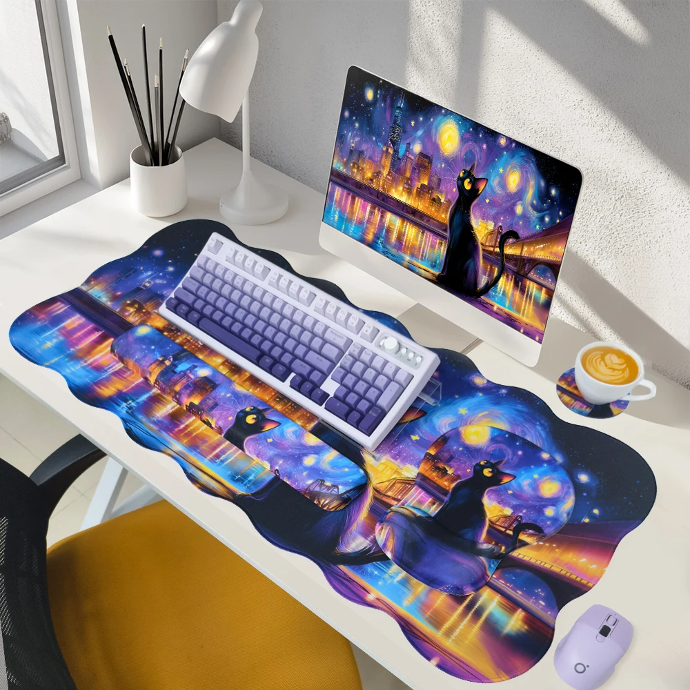 

4 шт., большой игровой коврик для мыши, набор подставок для клавиатуры и запястья, эргономичный коврик для мыши из пены с эффектом памяти, подставка для запястья для домашнего офиса Waterpro