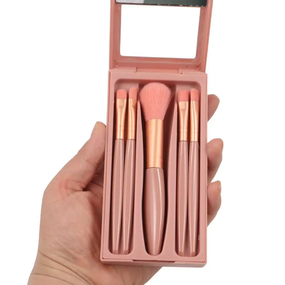 Morandi Color Mini Makeup Brushes Set Loose Powder Brush Open Window Eyebrow Eyeliner Brush Eye Shadow Brush with Mirror Box