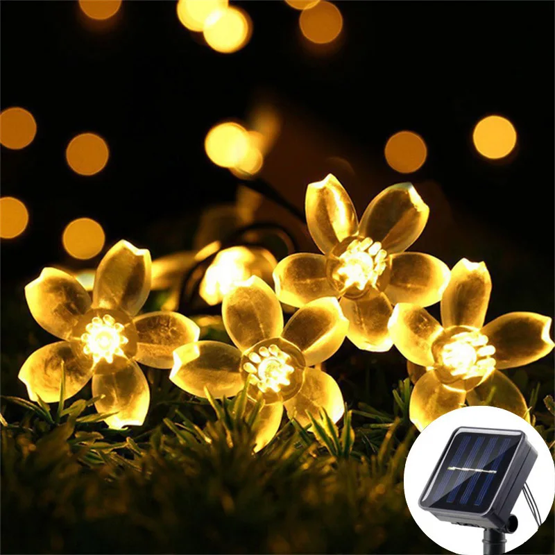 

8 Modes Fairy Light LED Garden Lights Christmas Party Decoration Outdoor Wedding Decoration Cherry Blossoms Solar String Lights