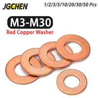 Latón de cobre rojo M3 M4 M5 M6 M8 M10 M12 M14 M16 M18 M20 M22 M24 M27 M30 arandela de sellado de aplastamiento de barco junta de anillo de sellado plano DIN7603