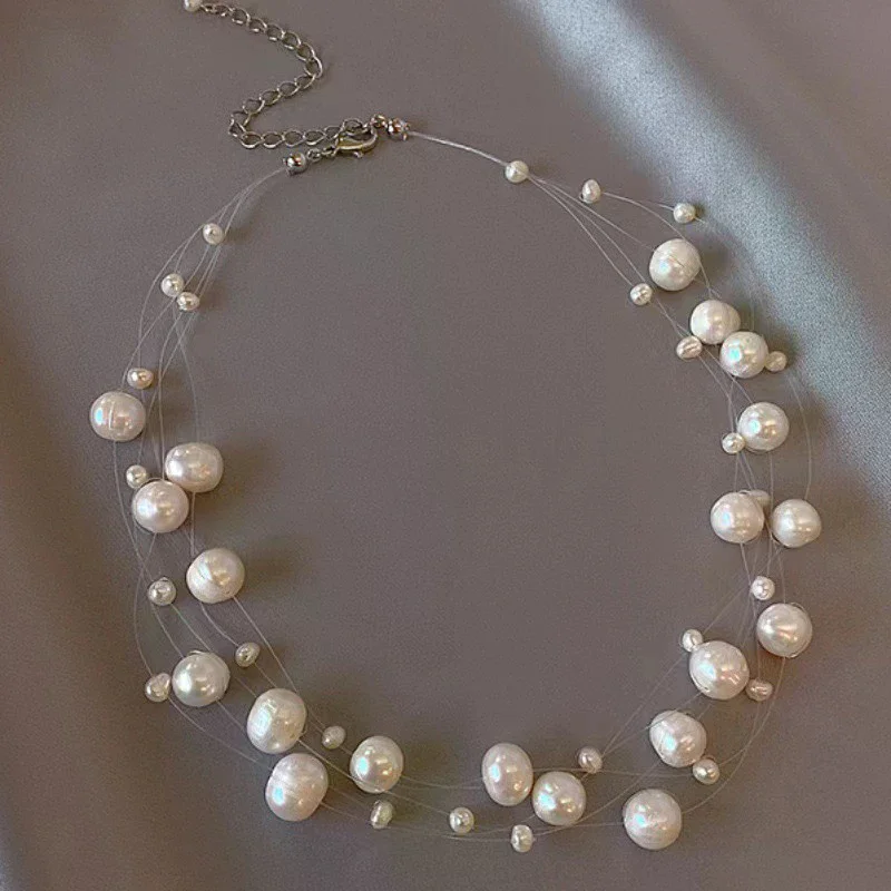 Luxurious and Elegant French Niche Design Pearl Layered Pendant Necklace Fashion Gift for Women