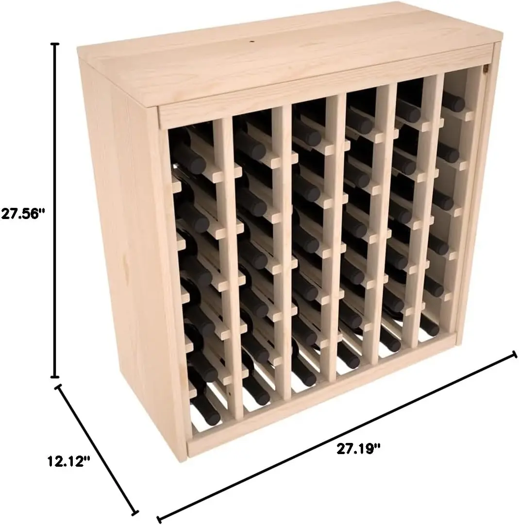 Living Series Deluxe Wine Rack - Durable and Modular Wine Storage System, Pine Unstained - Holds 36 Bottles