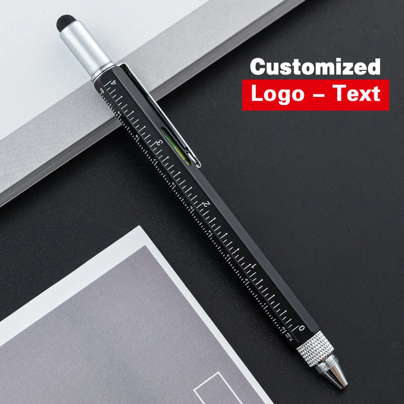 Seis em um funções multifuncionais chave de fenda luxo metal esferográfica rollerball canetas papelaria logotipo personalizado ferramenta caneta