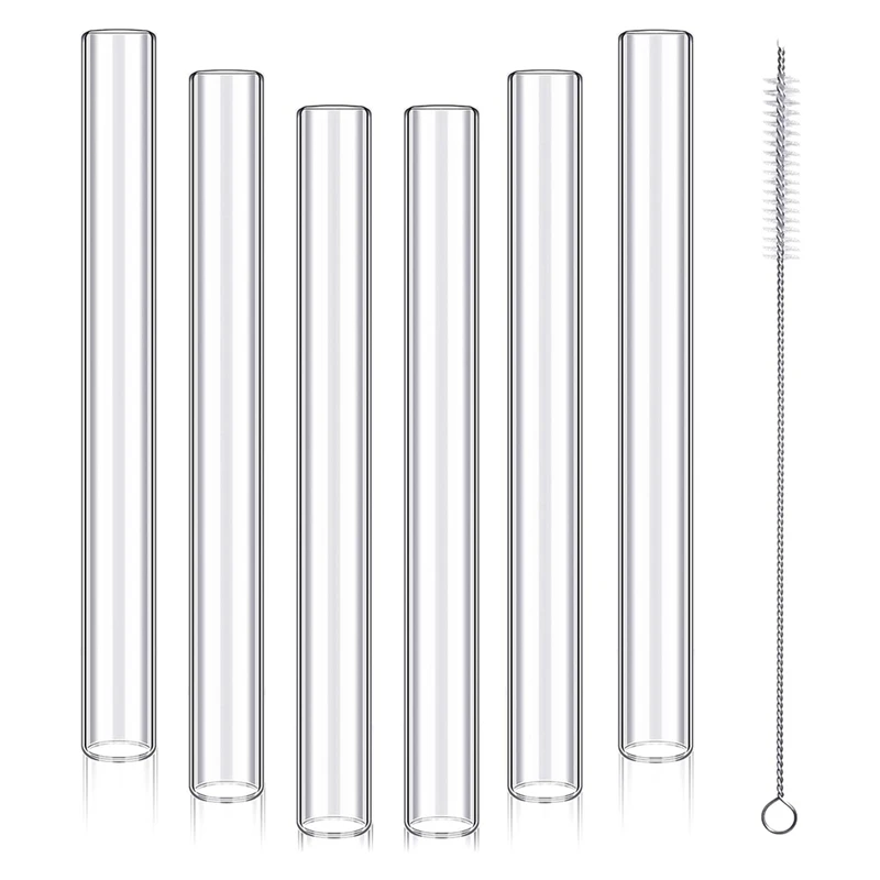 6 Pcs 4Inch Clear Borosilicate Glass Tube 12Mm OD 8Mm ID 2Mm Thick Glass Blowing Tubes With Cleaning Brush Easy Install