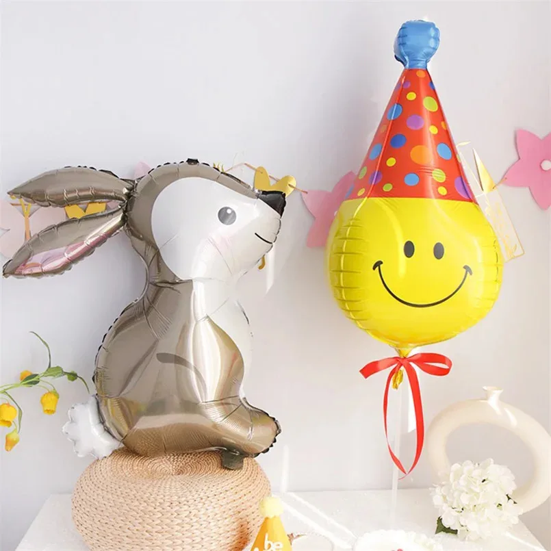 3-Layer Large Cake Balloons Happy Birthday Cartoon Bear Cake Foil Balloons for Kids Birthday Party Decoration Props Ballon Toys