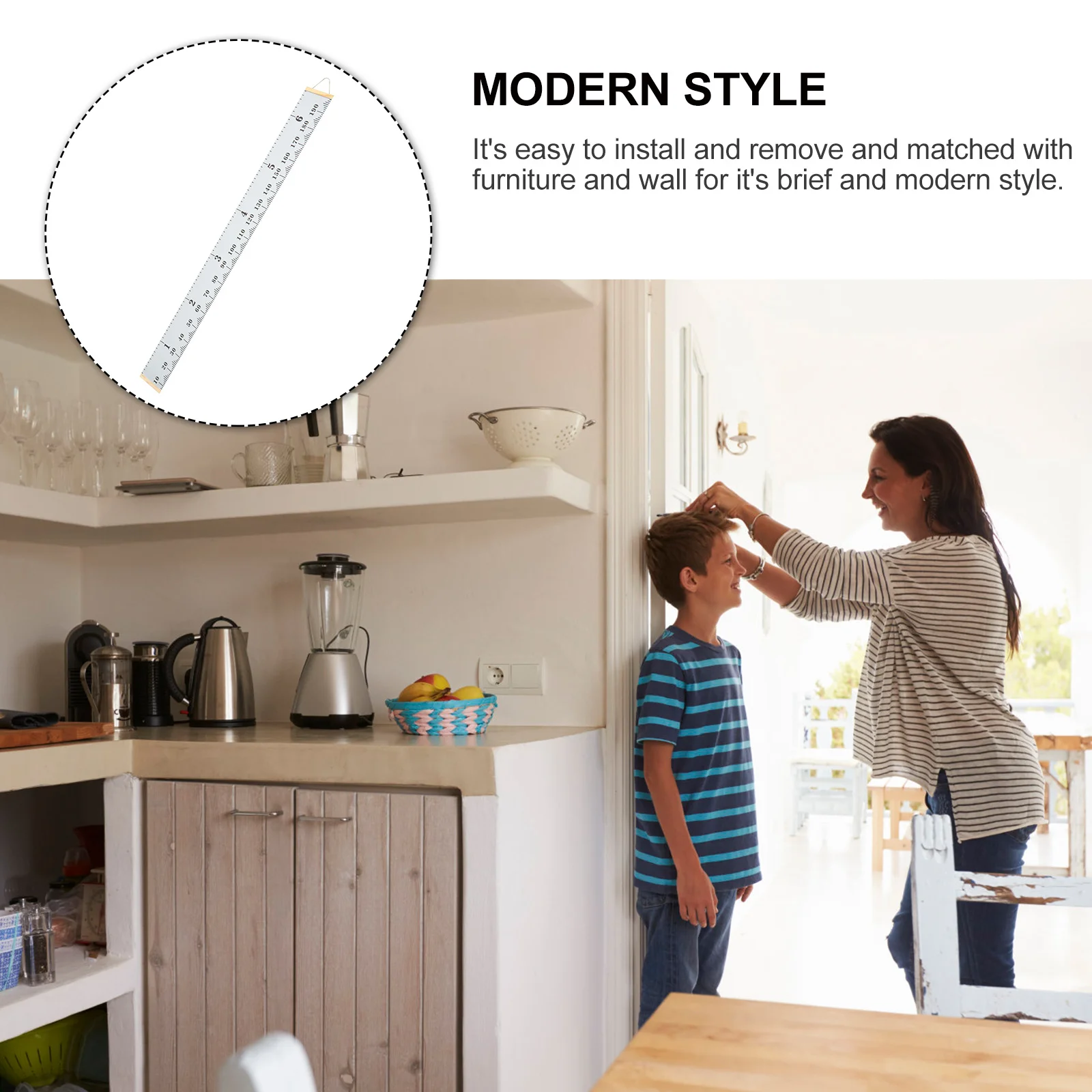 

1Pcs Height Chart Wall Hanging Kids Growth Ruler Premium Wood Canvas Removable Modern Design for Living Room Nursery Decoration