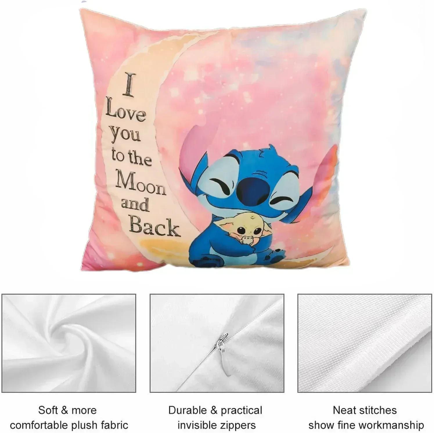 Disney Stitch Pillowcase Cute Cartoon Stitch Cushion Cover Living Room Sofa Pillowcase Bedroom Home Decoration Children\'s Gift