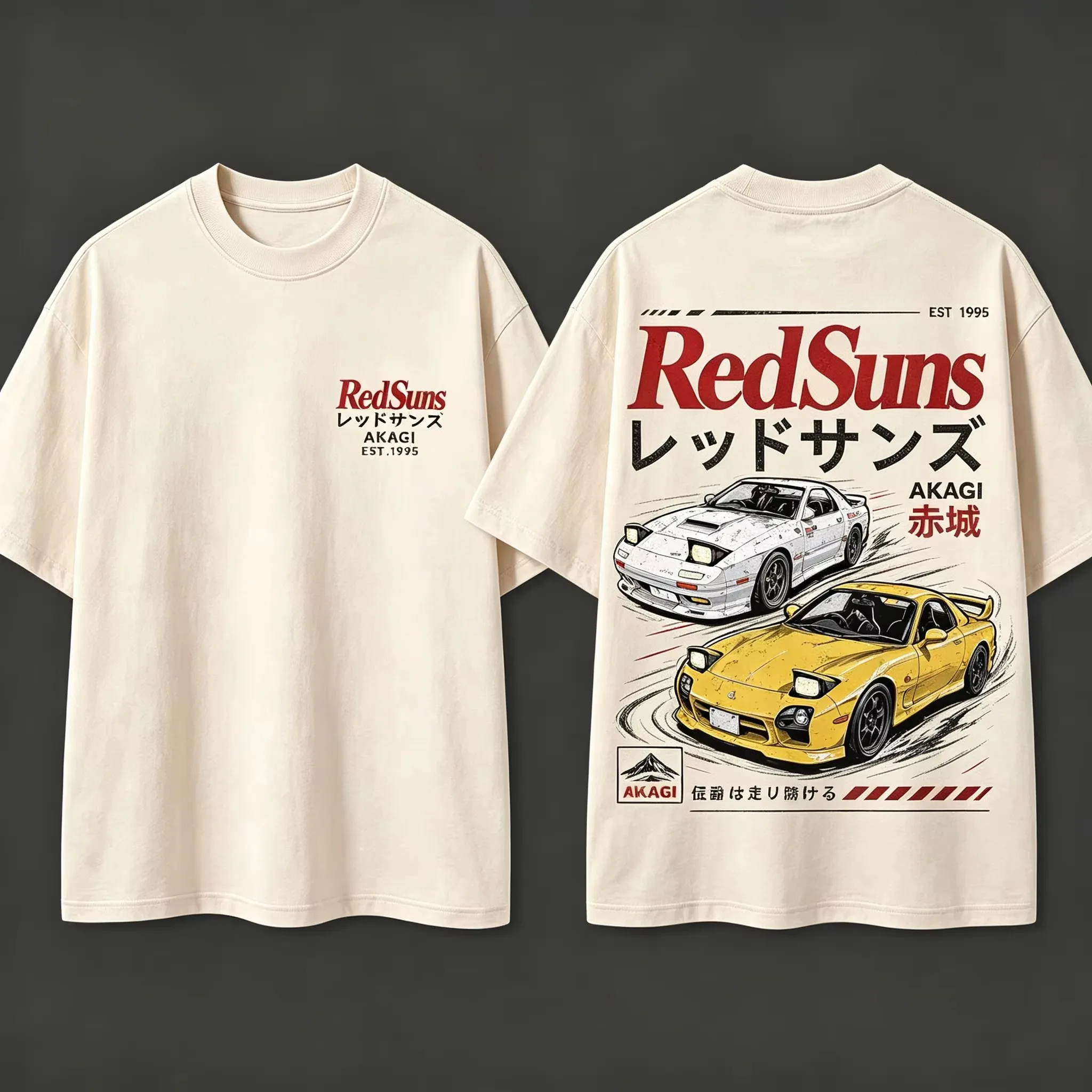 2026 New Oversized Unisex Streetwear T Shirt Double Sided Print JDM Retro Sports Car Drift Racing Graphic Casual Cotton Tee