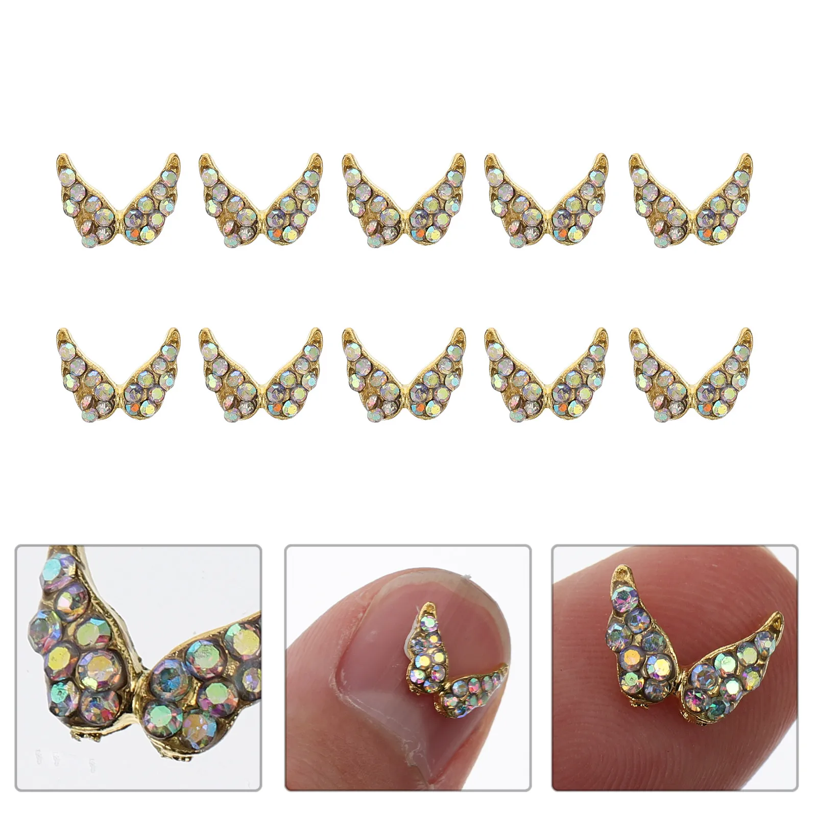 

20Pcs Nail Rhinestone Wing Design Flat Back Nail Art Charms Glitter Gems Christmas Festival Decoration Wing Rhinestone