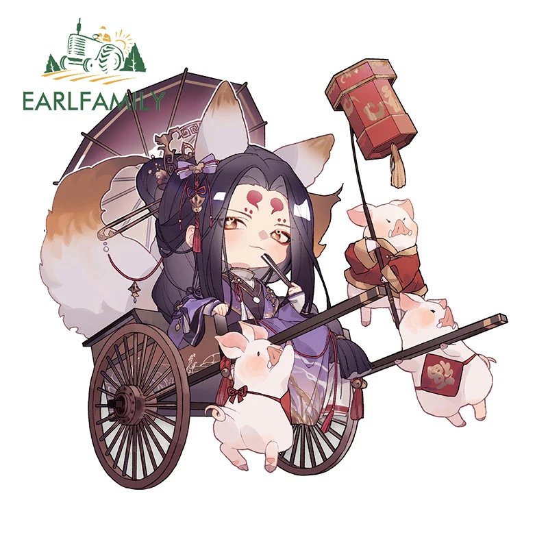 EARLFAMILY 13cm x 12cm for Onmyoji Game Tanuki Chibi Funny Car Stickers Waterproof Vinyl Decals Occlusion Scratch Car Styling