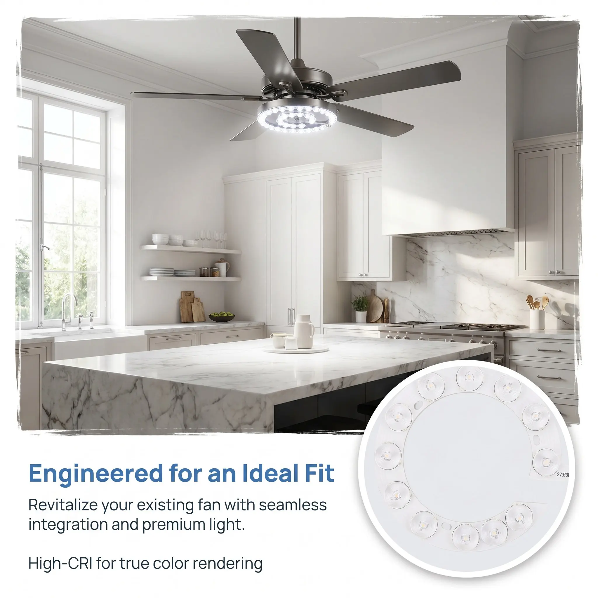 54W LED Ceiling Fan Light Retrofit Magnetic Ring Panel Flush Mount Fan Light Replacement Module Home Bedroom Upgrade