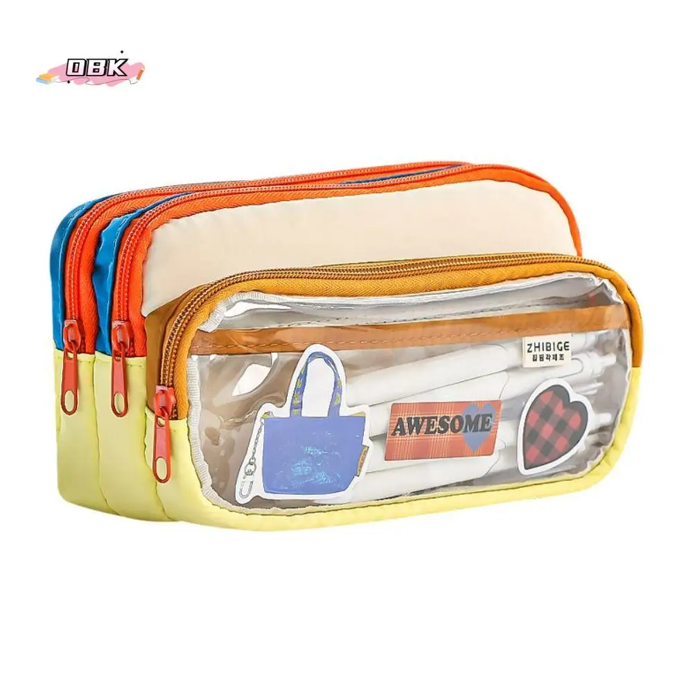 

Multi Layer Pencil Pouch Large Capacity Assorted Colors Pencil Storage Bag Badge Display Canvas Stationery Bag Student