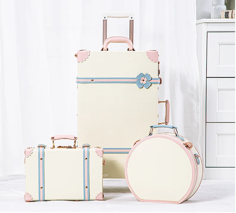 2022 Newest High Quality PU Leather Women  Hand-Made Trolley Luggage Suitcase