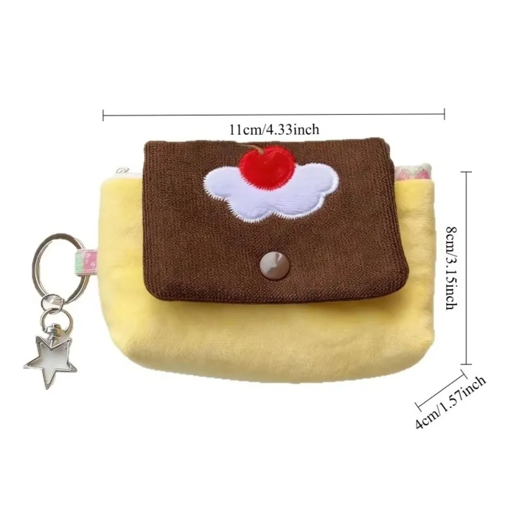 Portable Cute Cherry Pudding Coin Purse Cartoon Mini Portable Wallet Fluffy Texture Mini Card Holder For Cards