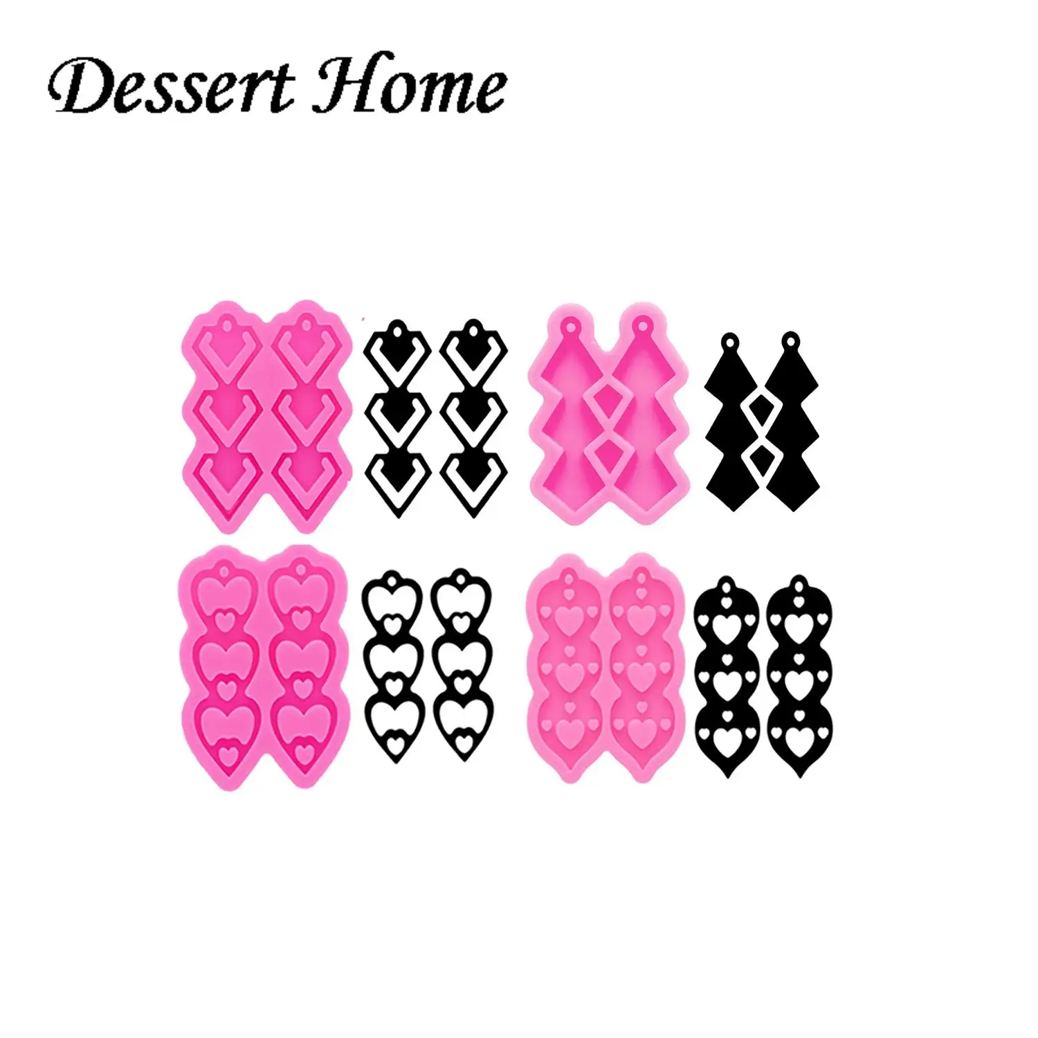 DY1076 Shiny Heart shape Earrings Strip Pendant Resin Mold Jewelry Making, Crafts with Epoxy Art Diy Silicone Mold