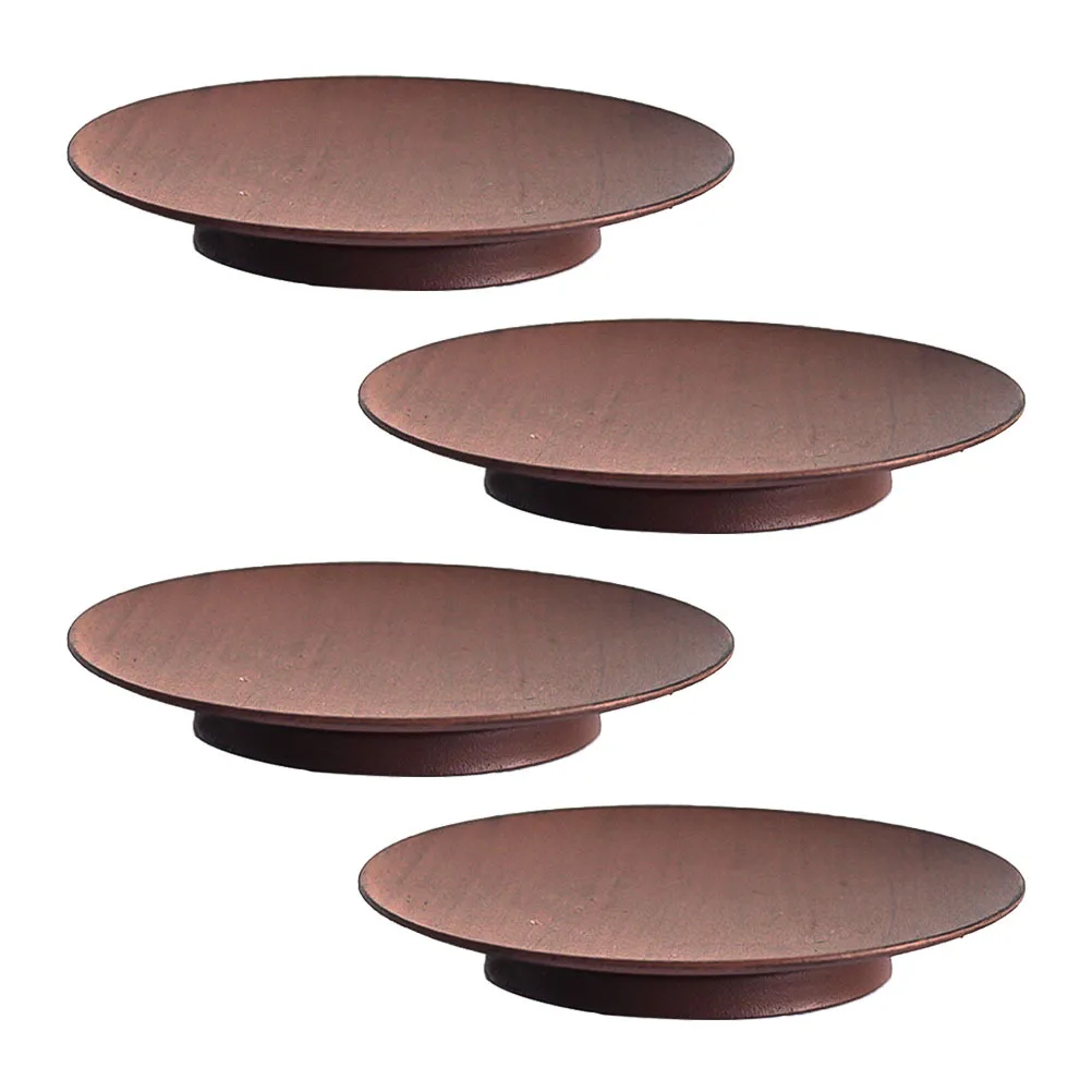

4Pcs Decorative Iron Tray Rounded Holder Wedding Engagement Romantic Use Simple Candlesticks Holder