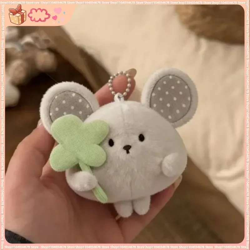 

Plush Mouse Keychain Cute Soft Stuffed Animal Toy Doll Mini Bag Charm Four Leaf Clover Pendant For Backpack Key Decoration